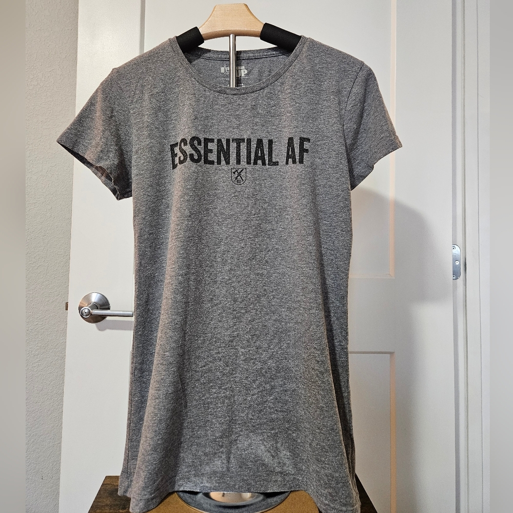Ranger Up "Essential AF" women's t-shirt, gray, size medium
